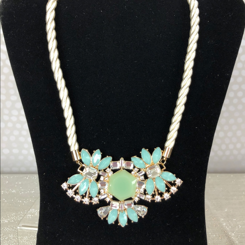 Floral Necklace With Blue & Green Stones